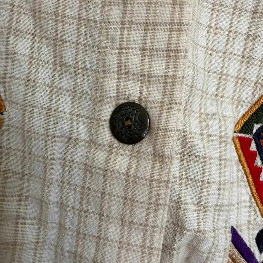 Vintage CST Sport Embroidered Aztec Western Beige Size 2X Button down - Picture 8 of 11